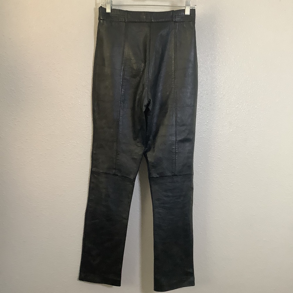 Excelled Vintage 90s 100% Leather Punk Grunge Biker Chic Motorcycle Pants Sz 4 - Picture 6 of 6